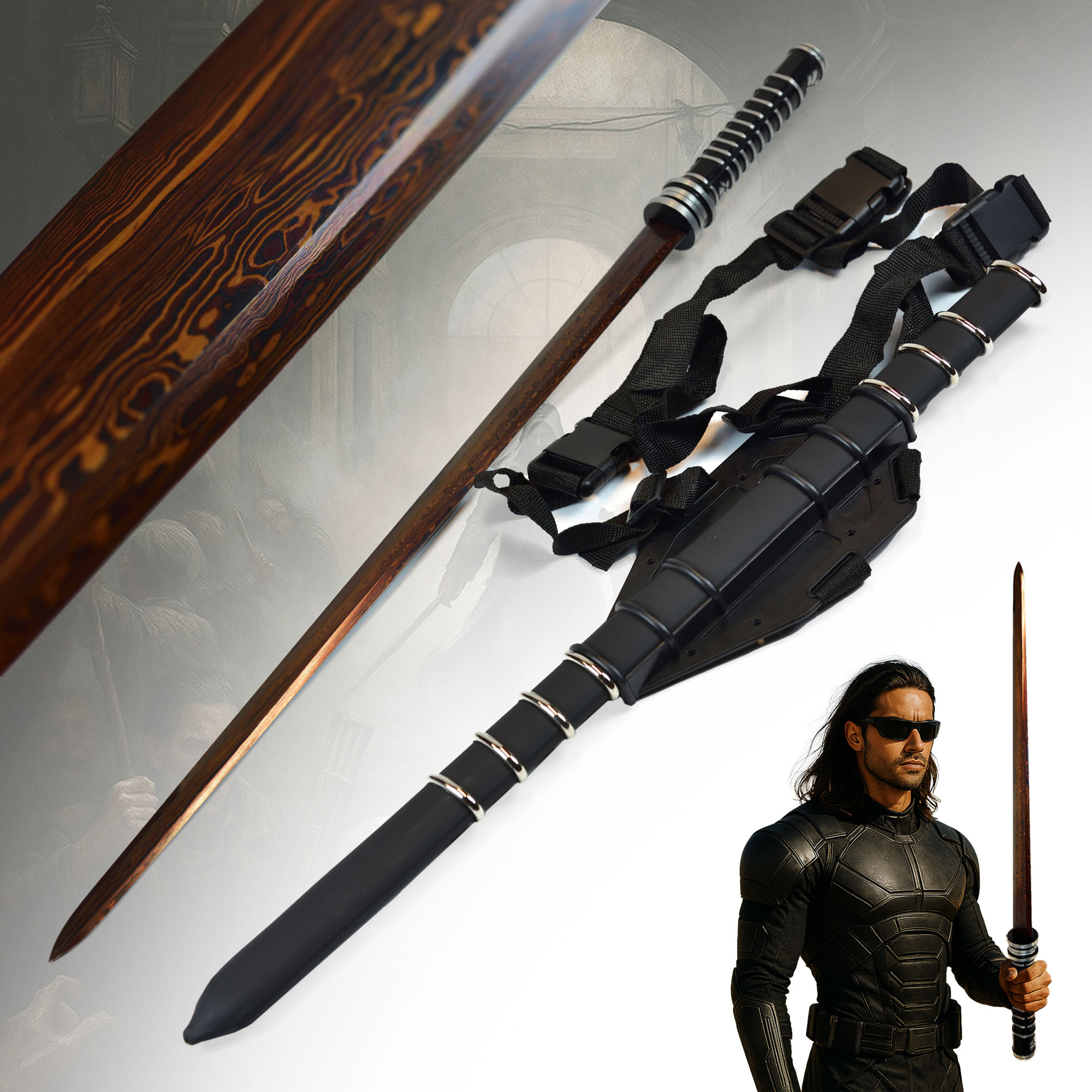 Gefaltetes Blade Schwert mit Scheide - handgeschmiedet Blutdamast Edition